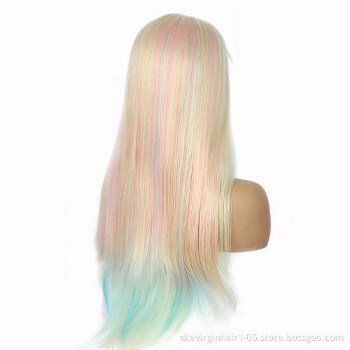 Machine made wig synthetic hair wig,synthetic wig with lace front bundle,synthetic closure hair wig vendor